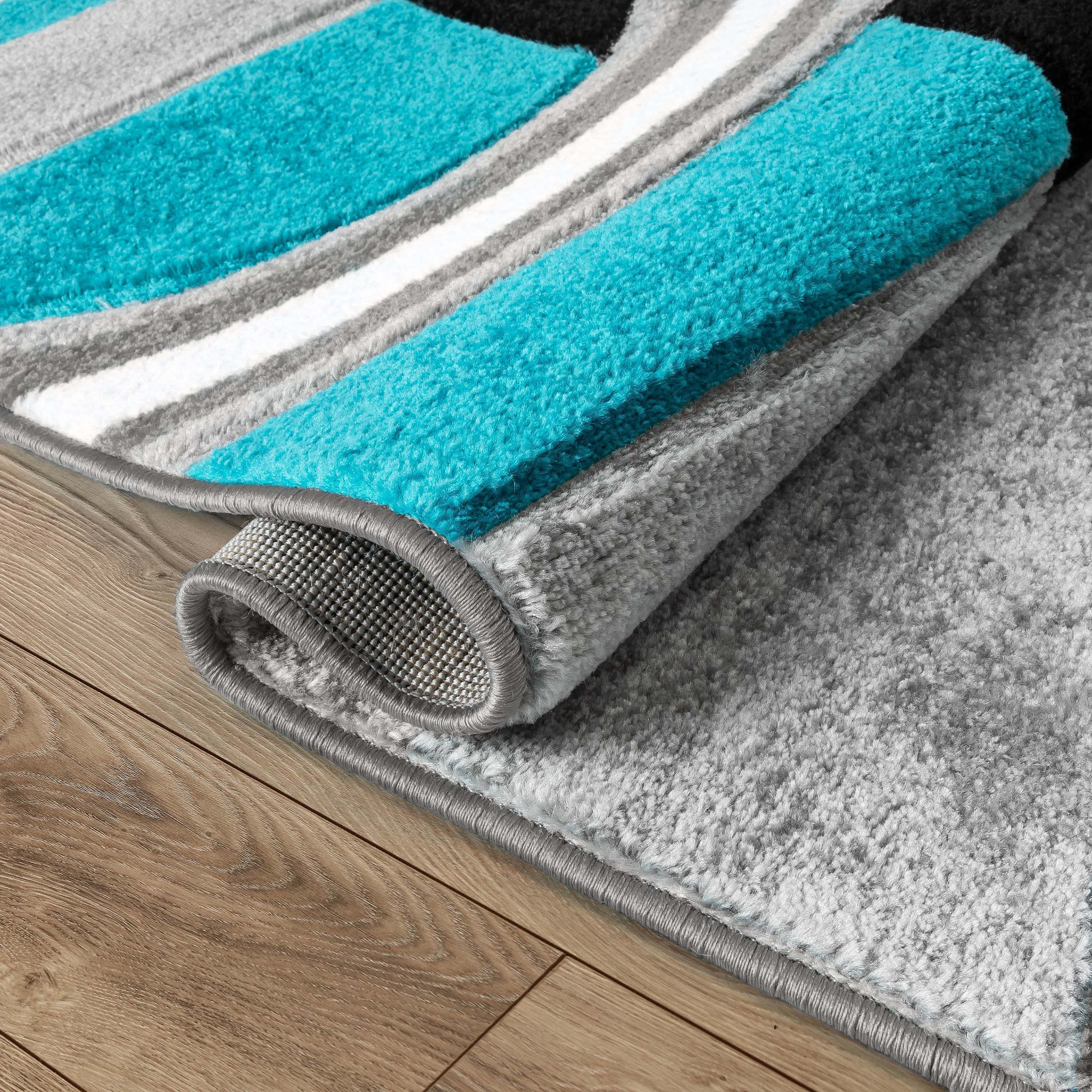Well Woven Ruby Galaxy Waves Modern Geometric Blue 7'10" x 9'10" Area Rug