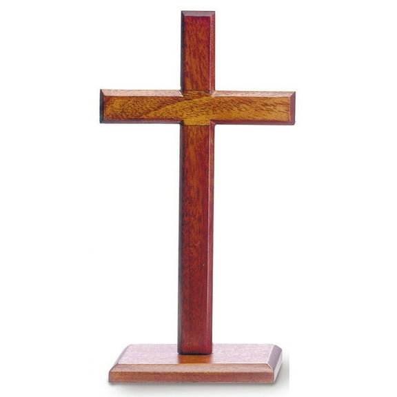 Medium Solid Mahogany Beveled Standing Cross