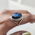 thumbnail image 2 of Natural Labradorite Ring, Woman's Blue Fire Labradorite Ring, Birthstone, Designer Band, 925 Sterling Silver, Womens Ring, Christmas, Thanksgiving, Handmade, Statement Jewelry, Natural Gemstone Ring, 2 of 7