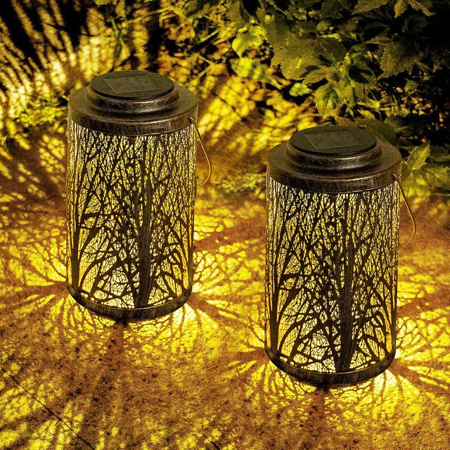 Luz solar colgante para exteriores, luz solar para jardín, lámpara de mesa, decoración Sunwind, paquete de 2 para jardín, patio trasero, árboles, porche, pared, cerca