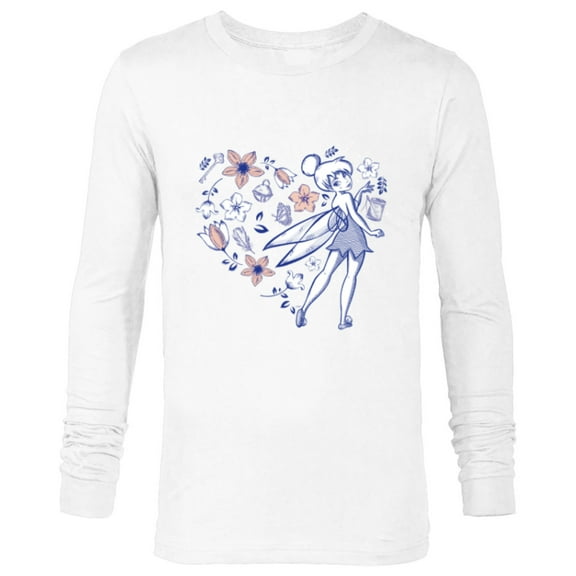 Disney Tinker Bell Storybook Heart Blue - Long Sleeve T-Shirt for Men - Customized-White
