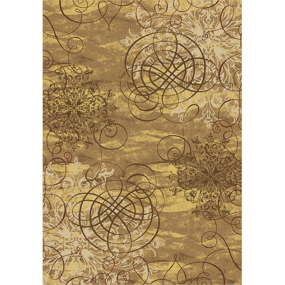 Milliken Top 30 Area Rug Benchley Ochre Filigree Floral 5' 4" x 7' 8" Rectangle