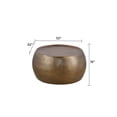 thumbnail image 2 of JERFIT 32 Inch Round Hammered Metal Coffee Table, Antique Gold Drum End Table, No Assembly Required Farmhouse Modern Center Table for Living Room, 2 of 7