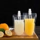 thumbnail image 2 of 50 bolsas de bebidas contenedor de bolsa de batido transparente bolsa de bebida de mano resistente a prueba de fugas y sellable 8.4 oz para botellas de bebidas de jugo congelado un embudo de plástico, 2 of 6