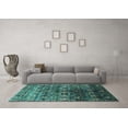 thumbnail image 3 of Ahgly Company Machine Washable Indoor Square Oriental Turquoise Blue Industrial Area Rugs, 8' Square, 3 of 4