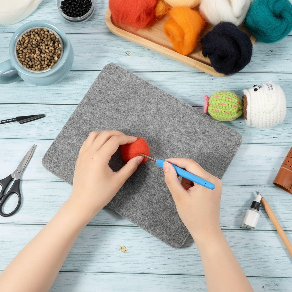 2 Pack 8x10 Inch Needle Felting Pad | Grey Wool Felting Sponge Mat | for Needle Felting Supplies, DIY Craft & Wool Art Projects