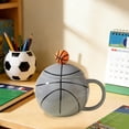 thumbnail image 5 of AYktou Ceramic Coffee Mugs with Lid and Mixing Spoon, 420Ml Basketball Shaped Coffee Cups Sports Coffee Mug Themed Gift Box Set, Comfortable Curved Handle Ceramic Mugs for Office and Home Use, 5 of 7