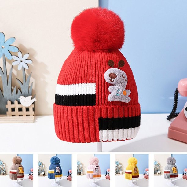 Baby Boy Hat Cute Pompom Baby Cap Beanie Autumn Winter Warm Knitted Children Girls Hats Solid Hairball Elastic Kids Caps Bonnet51 to 5 years He Qiyong unisex
