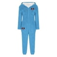 thumbnail image 4 of One Piece Pajamas Women Fuzzy Warm Sherpa Hooded Jumpsuit Printed Fleece Christmas Pjs Onesies Winter Playsuits (2XL, Light Blue 02), 4 of 4