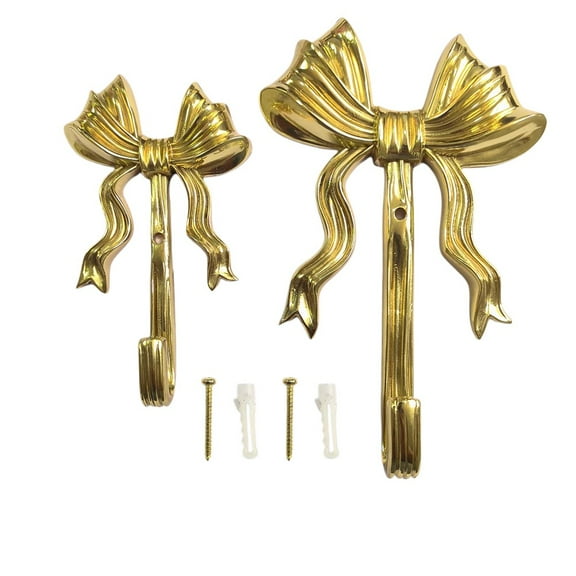 Lierteer Bowknot Coat Hooks Gold Bow Hooks Stylish Brass Wall Hangers Decorative Hooks