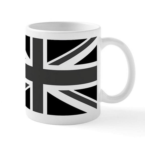 CafePress - Union Jack Black And White Mugs - 11 oz Ceramic Mug - Novelty Coffee Tea Cup