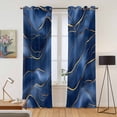 thumbnail image 2 of Navy Blue Marble Kitchen Curtains 96 Inch Length, Abstract Modern Golden Geometric Grommet Top Bedroom Living Room Curtains, Light Filtering Cafe Curtain Drapes 2 Panels Set 104''x96'', 2 of 9