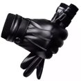 thumbnail image 4 of Guantes de cuero cálidos de invierno para hombre, con forro polar y pantalla táctil, gruesos, para conducir esquís al aire libre, guantes para andar en motocicleta y coches eléctricos, 4 of 4