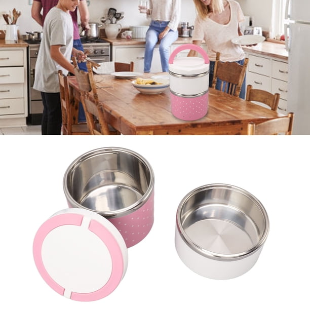 Fiambrera Térmica, Fiambrera Aislada, Contenedor De Alimentos Aislado, Fiambrera De Acero Inoxidable Carcasa Ligera De PP Contenedor De Almuerzo De Comida Antifugas De Doble Capa