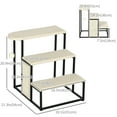 thumbnail image 3 of PawHut Cat Steps Pet Ramp 3-Step Carpeted with Scratch Board Cream White, 3 of 10