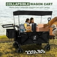 thumbnail image 5 of Tcbosik Collapsible Wagon with Removable Canopy, Heavy Duty Foldable Beach Storage Cart with Brake and All-Terrain Wheels, Outdoor Utility Cart with Ice Pack Frame and 2 Cup Holders, Black, 5 of 7
