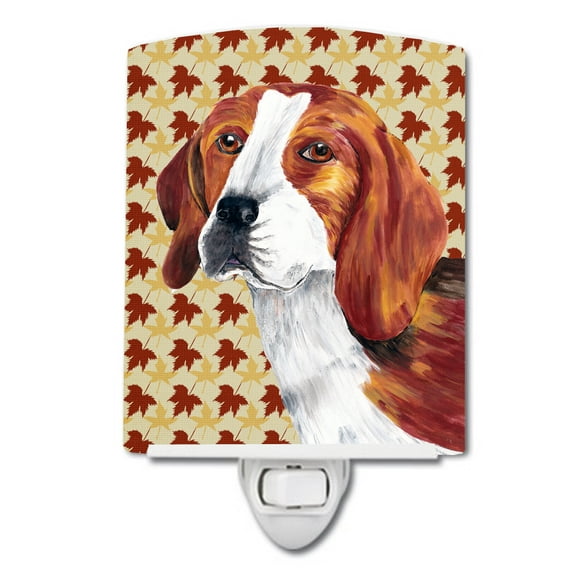Caroline's Treasures SC9209CNL Beagle Fall Leaves Portrait Ceramic Night Light, 6x4x3", multicolor
