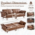 thumbnail image 3 of 77" Faux Leather Sofa,Mid Century Modern Convertible Futon Sofa Bed Loveseat with Adjustable Armrest and Backrest,2 Pillows for Living Room,Office,Brown, 3 of 10
