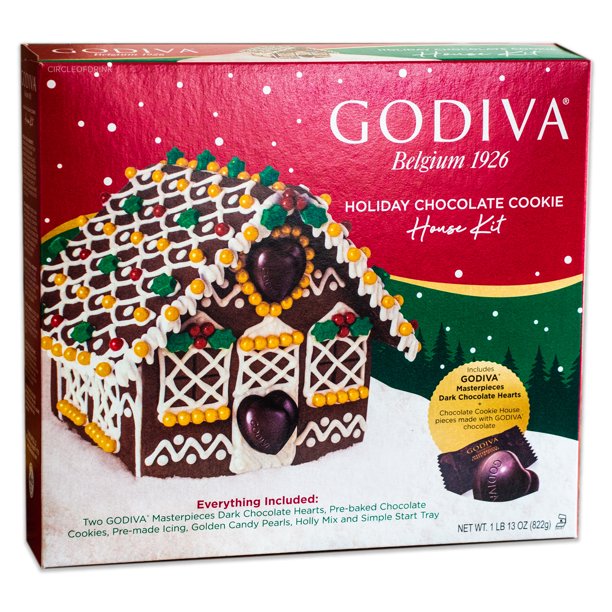 Godiva Chocolate Holiday House Kit Gingerbread House Belgium Chocolate, Icing, Candy etc