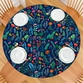thumbnail image 2 of Floral Design Elastic Round Tablecloth, Durable Polyester for Dining Table, Reusable and Water-Resistant, Fits 44-52 Inch Tabletop, 2 of 5
