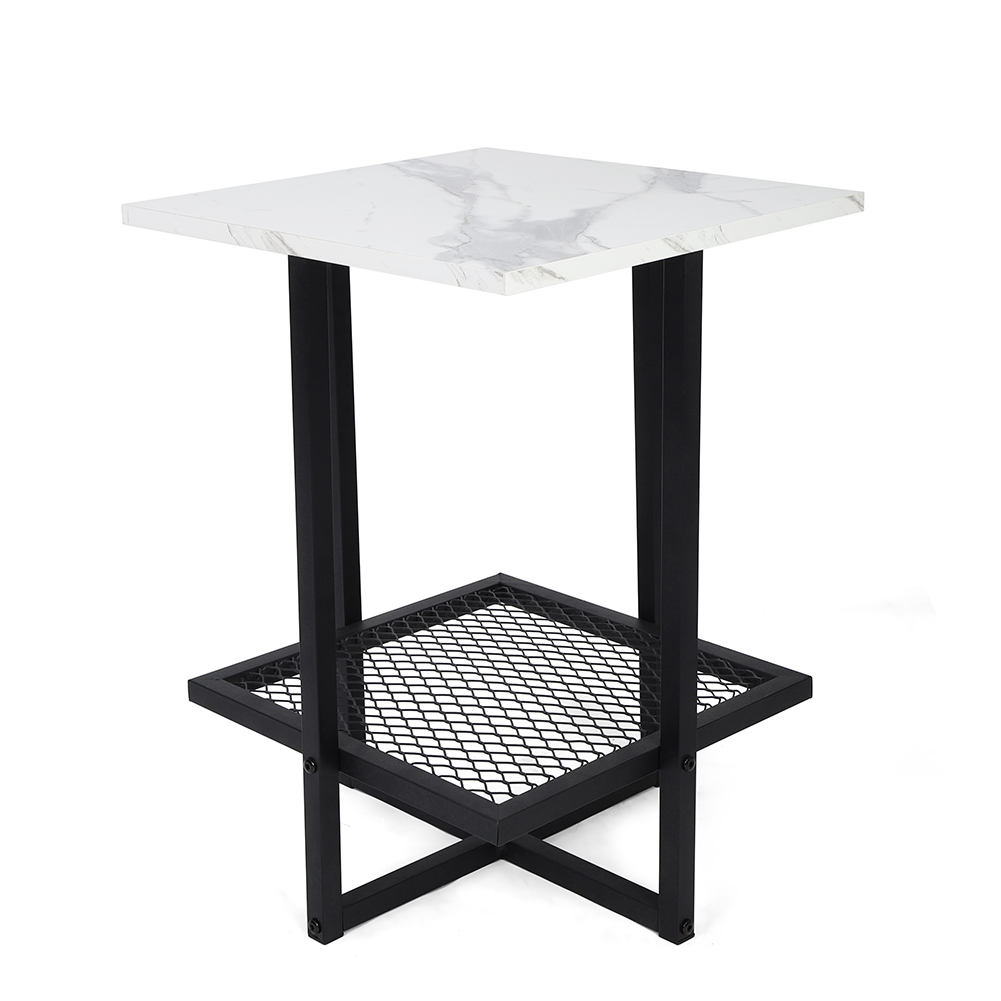 Faginey 2 Tier Side Table Coffee Desk Modern White Marble Metal Frame For Office Home Living Room Walmart Canada