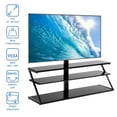 thumbnail image 1 of Floor TV Stand, Adjustable 3 Layers 60 Inch TV Stand with Tempered Glass Shelves, Black, 1 of 7