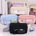 thumbnail image 6 of Multi Layer Pencil Case, Large Capacity Stationery Organizer Pencil Bag, Front Clear Window Pen Pouch, Multi Compartment Bag, Soft Fabric Multi Zipper Storage Bag for Daily Study 1Pcs, 6 of 6
