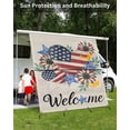 thumbnail image 3 of 4th of July RV Awning Sun Shade Screen 9'X7' Welcome Stars Stripes Mesh Sunscreen Daisy Love Linen Awning Shade Screen with Zipper UV Blocker Completed Kits Outdoor Canopy for RV Motorhome Camper, 3 of 7