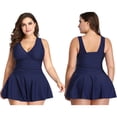 thumbnail image 4 of Plus Size Tankini Swimsuits for Women Tummy Control Bathing Suits with Shorts Two-Piece V Neck Swimwear, 4 of 7