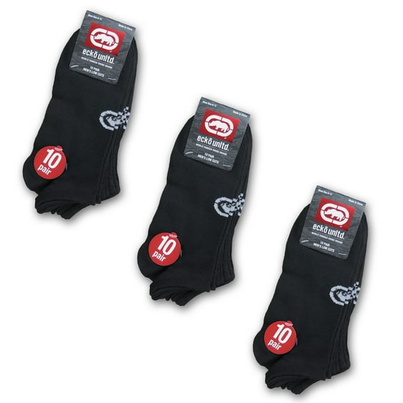 10, 20 Ou 30 Paires de Chaussettes Invisibles Noires à Séchage Rapide avec Logo pour Hommes Ecko Athlétiques
