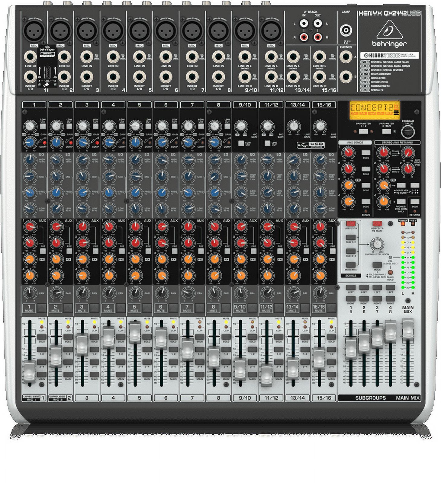 Behringer QX2442USB 24 Input 4/2 Bus USB Interface Mixer w/ XENYX Mic Preamp