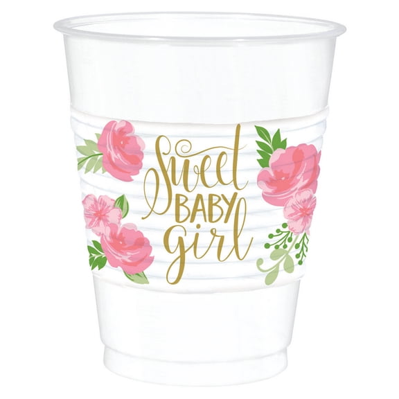 Floral Baby Plastic Cups (25)