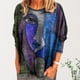 thumbnail image 2 of Camiseta holgada de manga larga con cuello redondo y estampado abstracto de cara informal a la moda para mujer Fridja  czfsfas362, 2 of 4