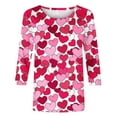 thumbnail image 4 of Tbopshirt Valentine's Day T-Shirts for Women 3/4 Sleeve Casual Crewneck Loose Graphic Tees Summer Plus Size Tops,S-XXXXXL, 4 of 5