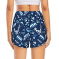 thumbnail image 4 of Uemuo Blue Bus Pattern Women's Athletic Shorts High Waisted Running Shorts with Liner Pockets Gym Elastic Workout Shorts-Small, 4 of 9