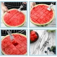 thumbnail image 3 of Cortador de frutas ZHAOCHENG acero inoxidable 2 en 1 cortador de sandía plegable con tenedor 3 piezas, 3 of 5