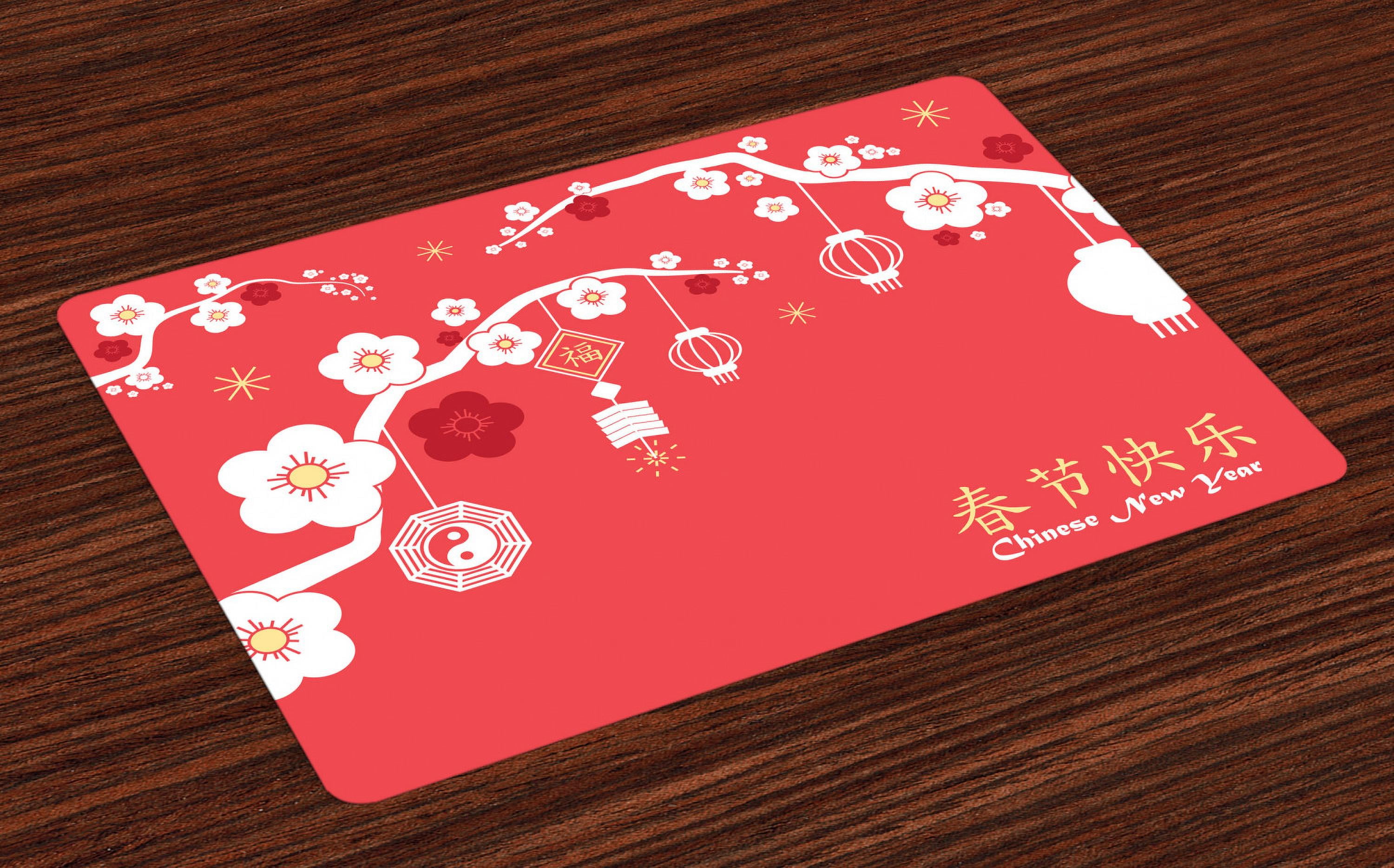 Chinese New Year Placemats Set of 4 Various Lanterns Hanging from