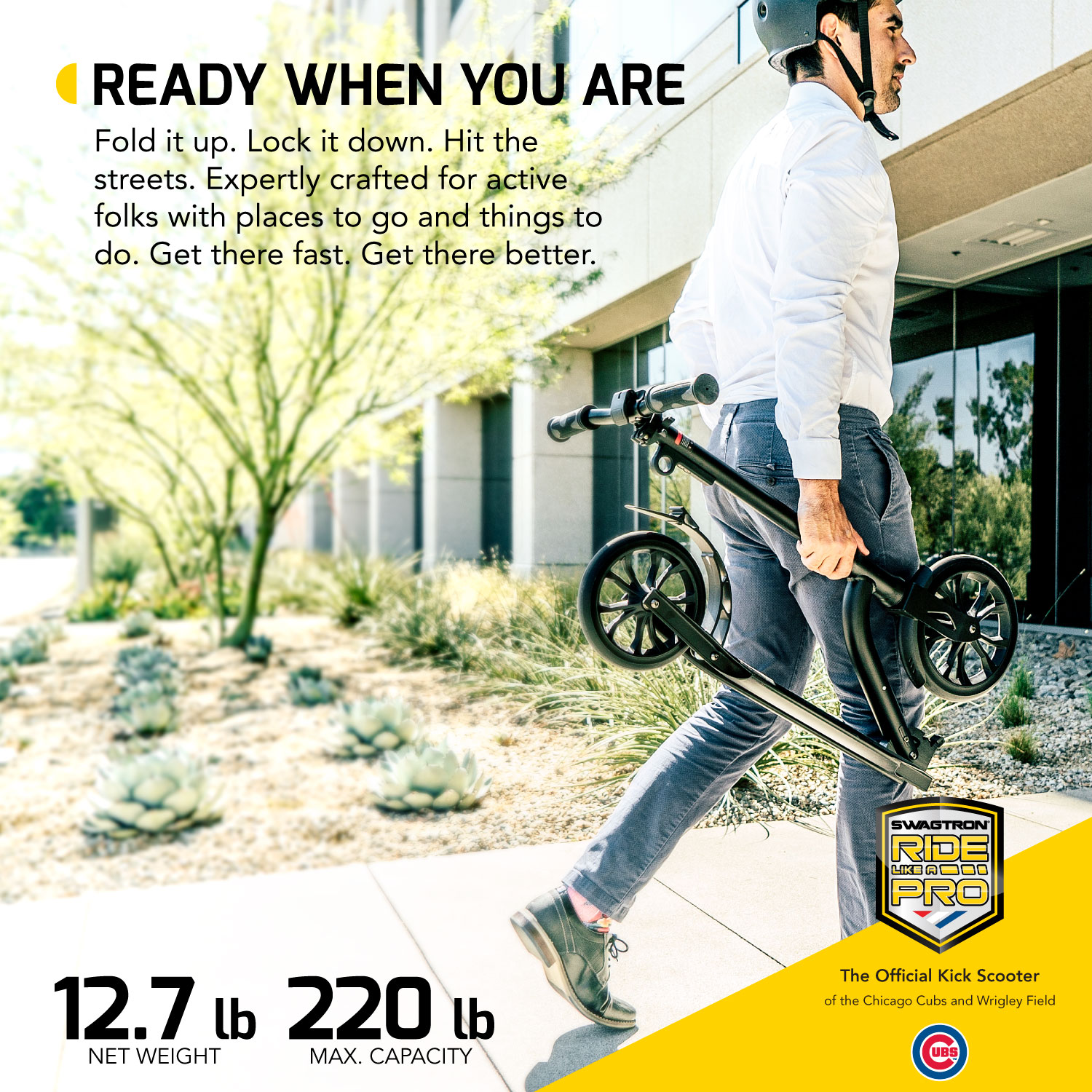 Swagtron K9 Commuter Kick Scooter - Foldable, 220LB Max Load, Adults & Teens (Refurbished Grade A)