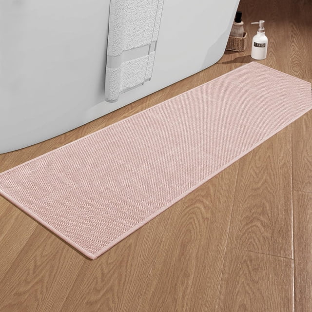 Alfombra de baño Chamme ultrafina antideslizante, 150 x 45 cm, color rosa