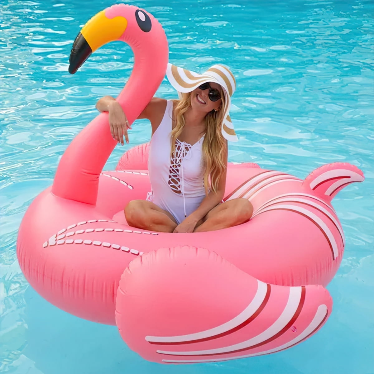YOMYM Giant Inflatable Flamingo Pool Float, Swimming Pool Floatie ...