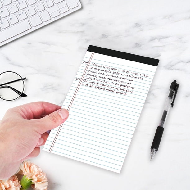 A4 Ruled Notebook Set | Horizontal Lined Tearable Notepad | Planner Journal | Thick Paper | Flip Over Binding | 4 Pack | White Yellow Blue Pink Purple Green | 11.65x5.00in | 100 Pages Each