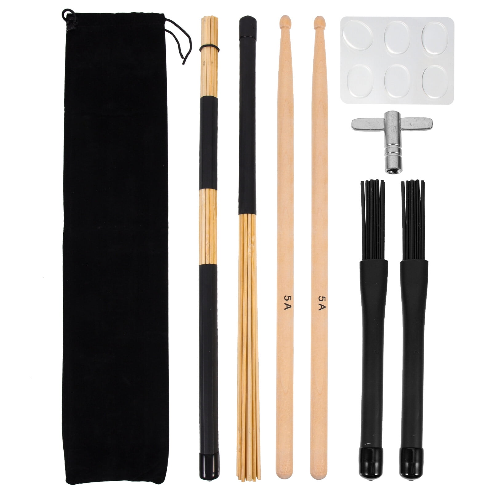 Drum brushes 1 Set of Drum Set Drum Brush Stick Tuning Key Set Wood