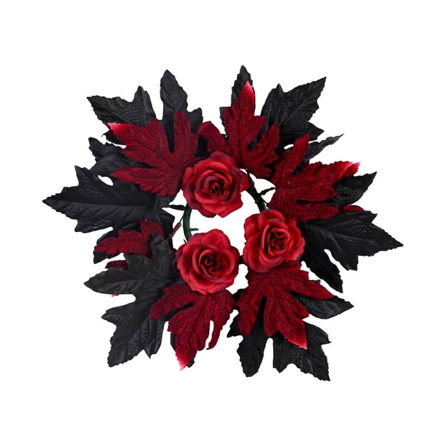 Xihbxyly Corona de Velas de Halloween, Diseño de Hoja de Arce y Rosa, Llamativa Decoración de Mesa, Suministros Versátiles para Fiestas, Ambiente Acogedor, Perfecta para Halloween o Acción de Gracias