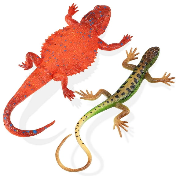 ETHZZLE 2Pcs Small Lizard Figurines Assorted Color Realistic Reptile Decoration and Prank Props