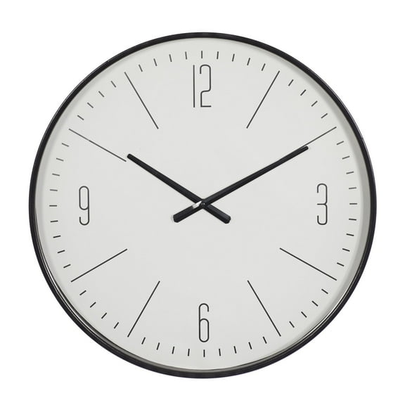 DecMode 20" Black Glass Wall Clock with White Face