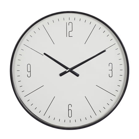 DecMode 20 Black Glass Wall Clock with White Face