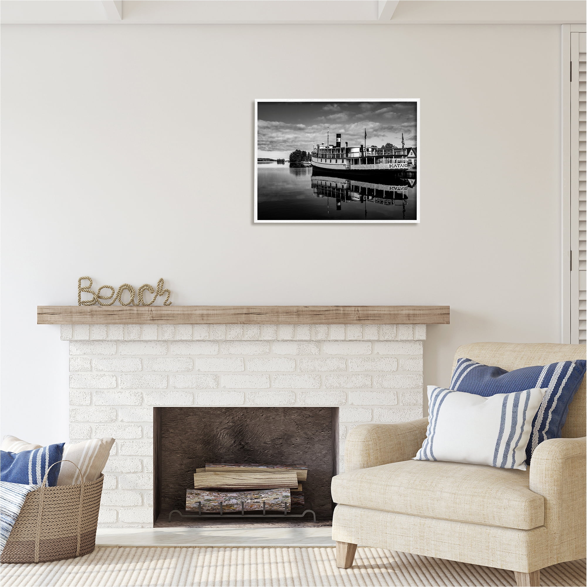 Stupell Industries Ferry Port Photography Transportation Photography White Framed Art Print Wall Art, 30 x 24