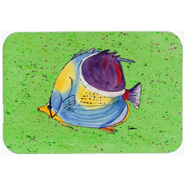 Carolines Treasures 8574JCMT 24 x 36 In. Tropical Fish on Green Kitchen or Bath Mat