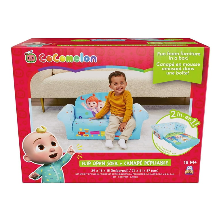 Marshmallow Furniture Cocomelon Themed Toddler s 2 in 1 Flip Open Comfy Foam Sofa Bed Walmart