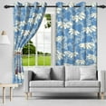thumbnail image 2 of Blue Floral Curtains,Rustic Style Blackout Window Drapes for Bedroom Living Room 2 Panel Sets,52x84 Inch, 2 of 6